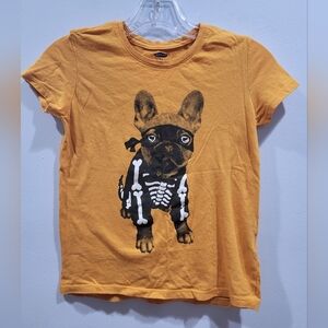 Old Navy Orange Tee with Skeleton Dog Design